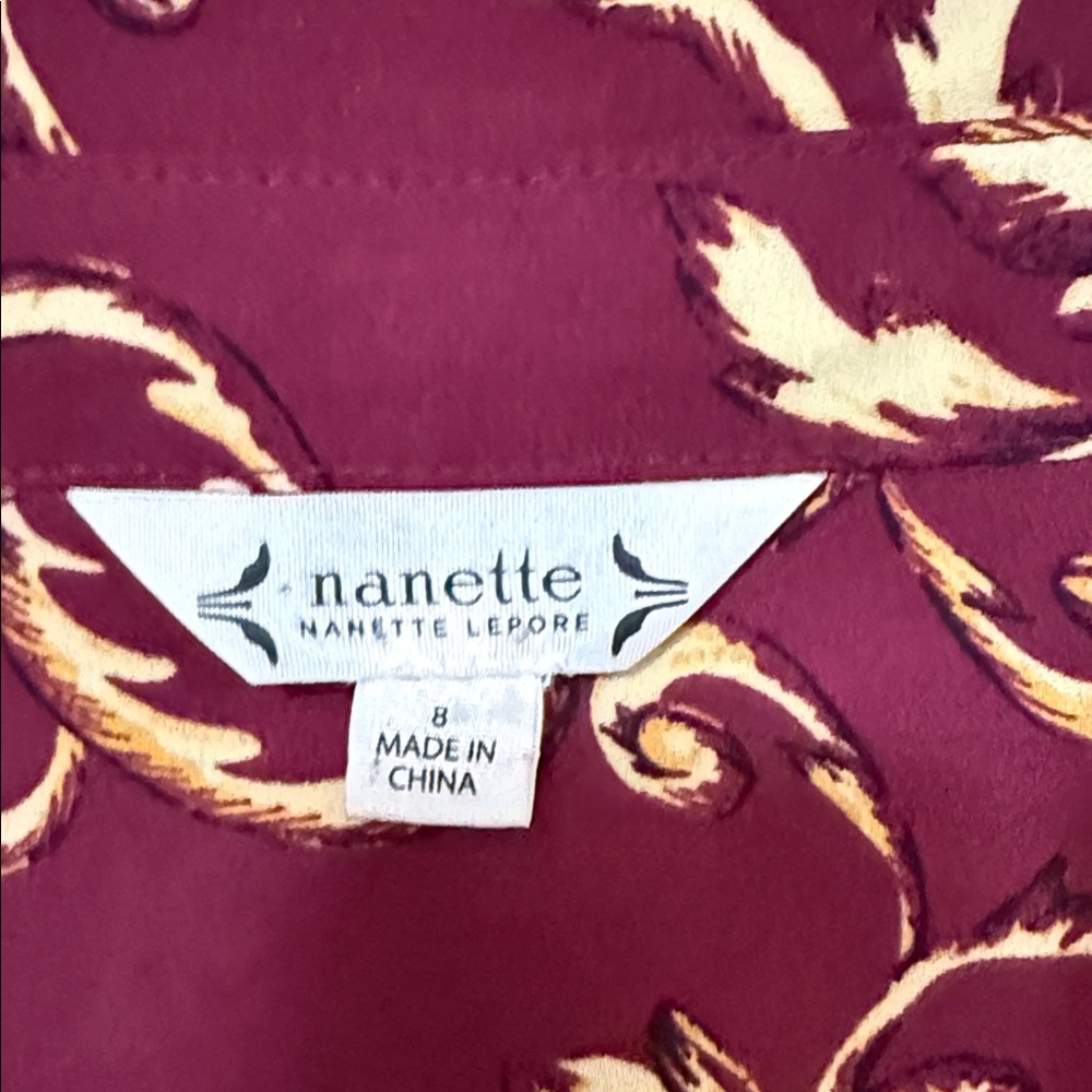 Nanette Lepore Burgundy and Gold Patterned Midi Dress SKU1291 - Picture 7 of 7